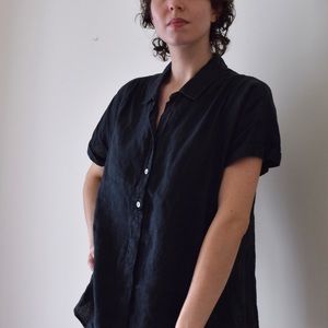 J Jill Black Linen Button Down